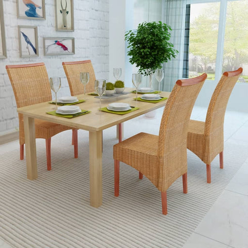 Swen Studio -  Dining Chairs 4 pcs Brown Natural Rattan